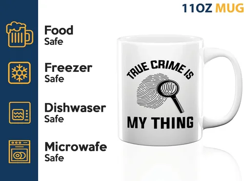 Vista 4 de Taza de café de detective de 11 onzas, color blanco - TRUE crime is - oficial de policía patrulla policía Detective Sheriff Police Enforcement