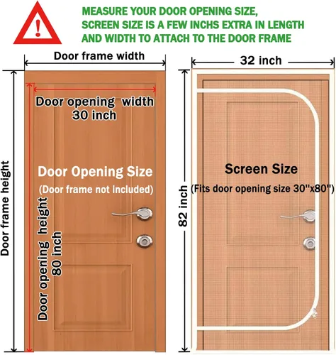 Vista 2 de Puerta mosquitera mejorada para mascotas, se adapta a puertas de 30 x 80 pulgadas, puerta de malla gruesa resistente a gatos para sala de estar