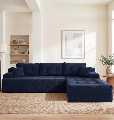Vista 34 de Hobestluk - Sofá modular sin hueso, sofá seccional en forma de L 96" Right Facing Chaise Black,Memory Foam,Removable Cover,Non-slip Bottom,No