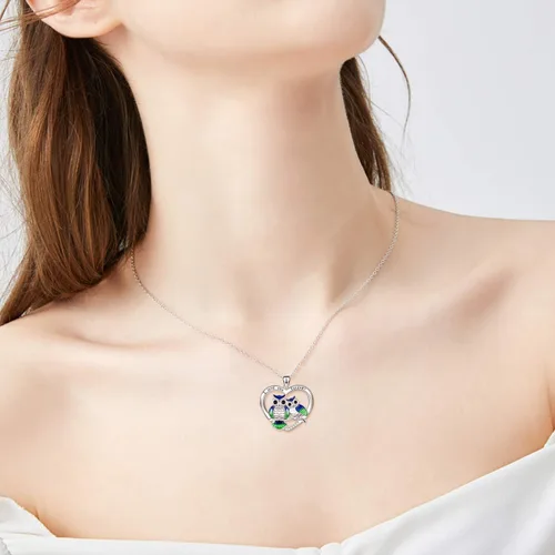 Vista 6 de ONEFINITY Sterling Silver Owl Necklace Mother Daughter Owl Lover Bird Pendant Necklace Mother's Day Gifts for Women Grandmother Daughter Mom