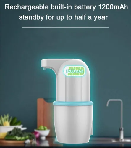 Vista 2 de Dispensador automático de jabón de espuma USB recargable sin contacto Sensor infrarrojo automático IPX5 impermeable de la cocina inteligente baño