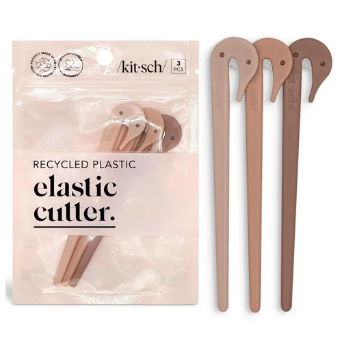 Vista 9 de Kitsch Herramienta de corte de corbata elástica para el cabello, color negro, juego de 3 piezas No Pull Hair Ties No Damage & Easy Removal of Hair