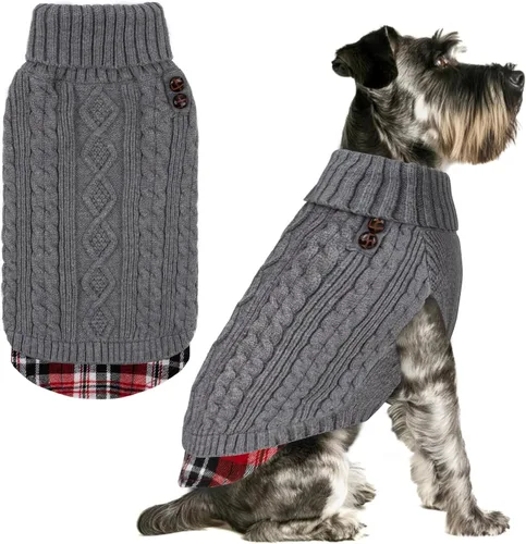 Vista 9 de KYEESE Suéter suave para perros pequeños, machos, abrigado, de cuello alto, ropa elástica de punto para gatos, abrigo cómodo para cachorros