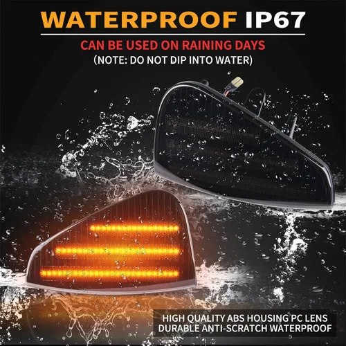 Vista 6 de Gempro Luces LED de esquina delantera lateral para Dodge Charger 2006 2007 2008 2009 2010 lámparas intermitentes, 2 unidades (negro ahumado)