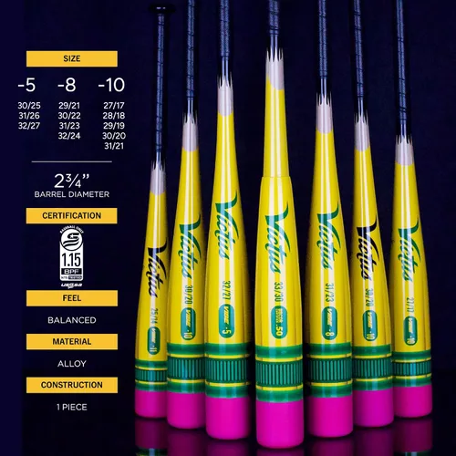 Vista 7 de Victus Vibe Pencil Bate de béisbol senior, barril de 2 3/4", -5 caída, USSSA