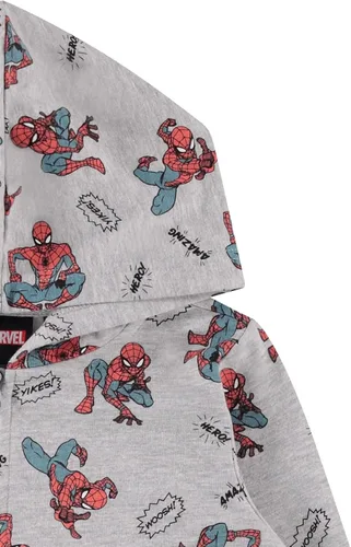 Vista 4 de Marvel Sudadera con capucha de Spiderman para niños pequeños - Spiderman, Ironman, Capitán América y Hulk para niños pequeños con cremallera y cómics