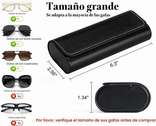 Vista 2 de RayLove Hard Shell Glasses Case, Lightweight Leather Eyeglass Case, Travel-Friendly Sunglasses Protector for Men & Women
