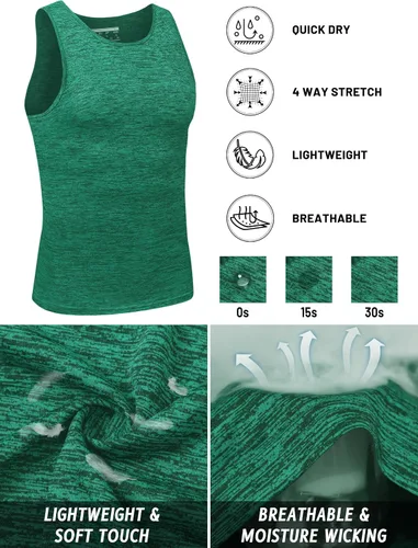 Vista 4 de TACVASEN Camisetas sin mangas para hombre, de secado rápido, sin mangas, para entrenamiento, musculación, fisicoculturismo, gimnasio, rendimiento