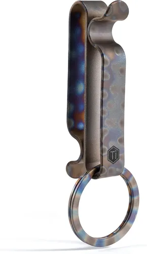 Vista 12 de KeyUnity KM00 Llavero de titanio para cinturón con clip de doble cara de liberación rápida con llavero desmontable Colorido Azul