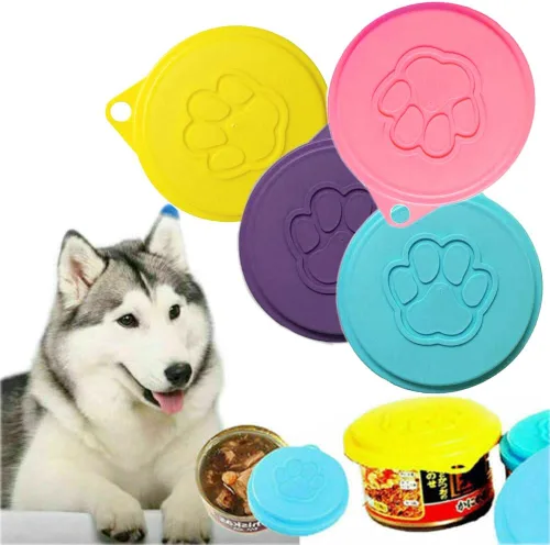 Vista 3 de Medsuo 4 fundas para latas de comida para mascotas, tapas de plástico para latas, para perros, gatos, cachorros, cubiertas de lata selladas