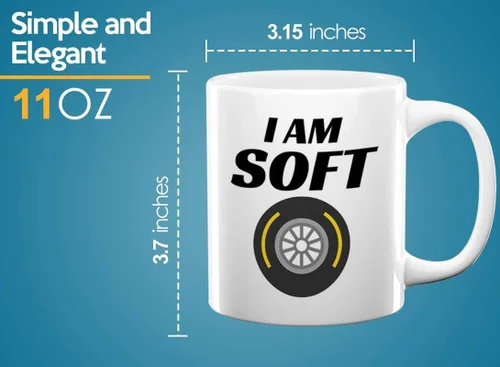 Vista 5 de Taza de café Racer de 11 onzas, color blanco, I'm Soft, Fuel Speed Racer Car Guys Circuit Automotriz Racing Boy Regalos para él, papá, hombres, novio