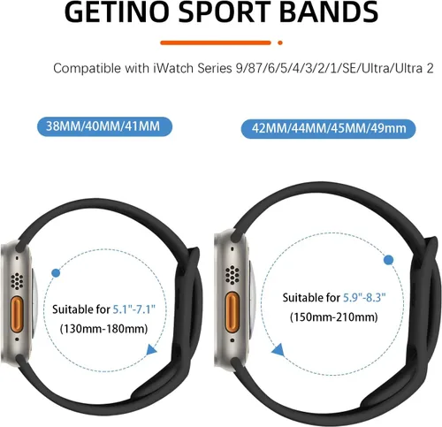Vista 6 de Getino Compatible con Apple Watch Band de 1.575 in 1.496 in 1.614 in 1.732 in 1.772 in 1.811 in 1.929 in 1.654 in para mujeres y hombres, iWatch SE