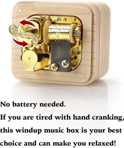Vista 2 de SOFTALK Caja de música de madera con sonido de 18 notas, cajas musicales enrolladas, regalos para Navidad, cumpleaños, día de San Valentín