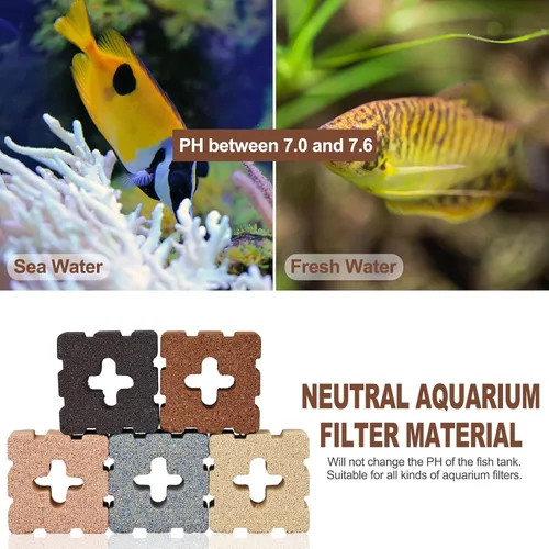 Vista 7 de RealPlus Medios de filtro para acuario, 40 piezas de ladrillo de cerámica biológica para acuarios marinos y de agua dulce, recipiente de filtro