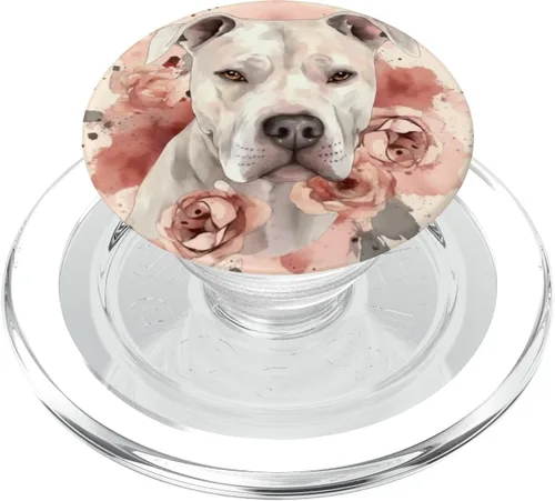 Vista 7 de Dogo Argentino Rosas Flor Acuarela Dogo Argentino PopSockets Estándar PopGrip