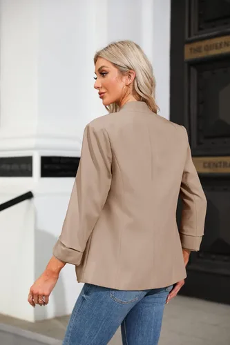Vista 5 de Ofenbuy Blazer casual de manga larga con frente abierto para negocios trabajo oficina chaquetas
