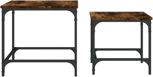 Vista 5 de mesas de Centro para sala Dining Table setNesting Coffee Tables 2 pcs Smoked Oak Engineered WoodSuitable for bedrooms, Living Rooms, and Dining Rooms