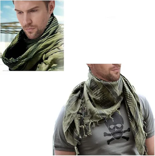 Vista 6 de MAGNIVIT - Bufanda táctica Shemag de algodón Keffiyeh para el desierto, bufanda árabe para cabeza y cuello