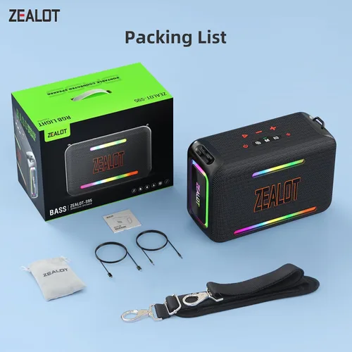 Vista 9 de ZEALOT Altavoz Bluetooth de 120 W RMS (pico de 150 W), altavoces inalámbricos portátiles IPX6, resistente al agua, altavoz de subwoofer Bluetooth