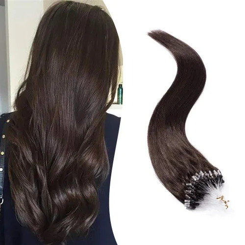 Vista 51 de SEGO Extensiones de cabello humano con micro cuentas, extensiones de cabello humano con micro bucle, lacio, natural, fusión fría, 1.76 oz/paquete
