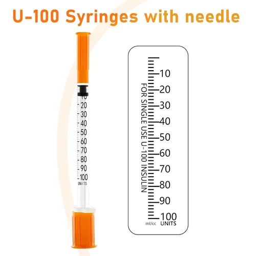Vista 4 de Jeringa de 0.0 fl oz/cc con aguja de 0.3 pulgadas de 31G, jeringa naranja (31G-0.315 in-100Pack)
