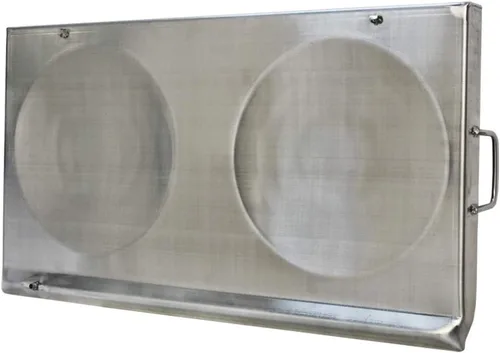 Vista 2 de Plancha portátil de acero inoxidable de 31" x 17" con doble estufa CONVEX Plancha