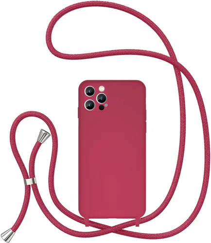 Vista 28 de UEEBAI Funda de teléfono con cordón cruzado para iPhone 14 de 6.1 pulgadas, funda de silicona con correa ajustable para collar, correa suave
