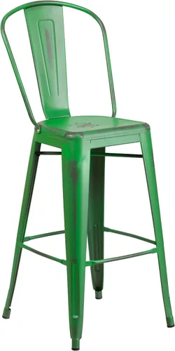 Vista 11 de Taburete Flash Furniture de bar, hecho de metal para interior y exterior, Metal, Negro