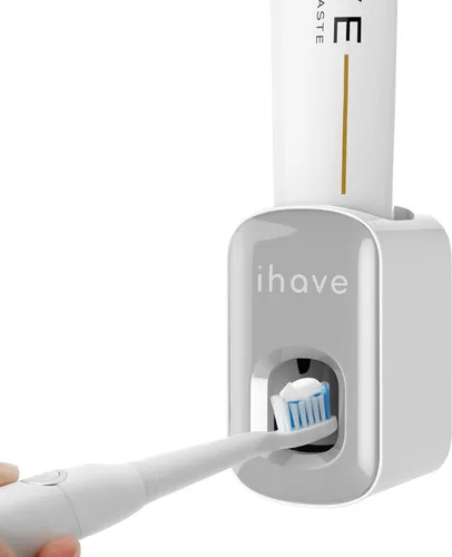 Vista 8 de iHave - Dispensador de pasta de dientes para montaje en pared para baño, exprimidor automático de pasta de dientes (gris)