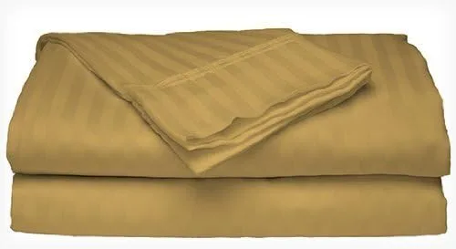 Vista 4 de Paquete de 2: Juego de 4 piezas - Juego de sábanas finas de 400 hilos 100% algodón Dobby Stripe (matrimonial, beige - beige)