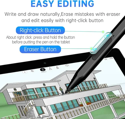 Vista 8 de Lápiz óptico para Surface Pro, Uogic Stylus Pen con rechazo de palma, escritura suave, 1024 niveles de presión, recargable, para Surface Pro