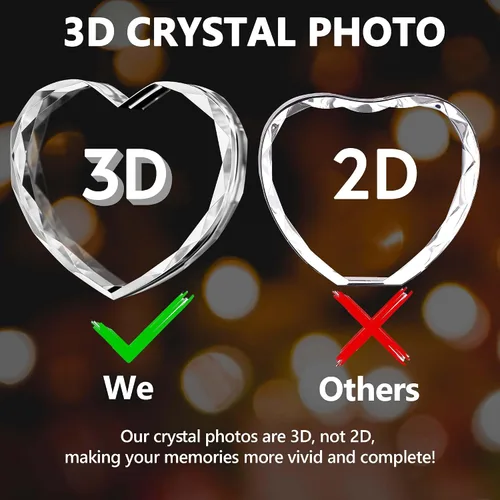 Vista 2 de Foto de cristal 3D, regalos personalizados para mujeres, mamá, papá, pareja, ella, regalo personalizado con tu propia foto, imagen de vidrio grabada