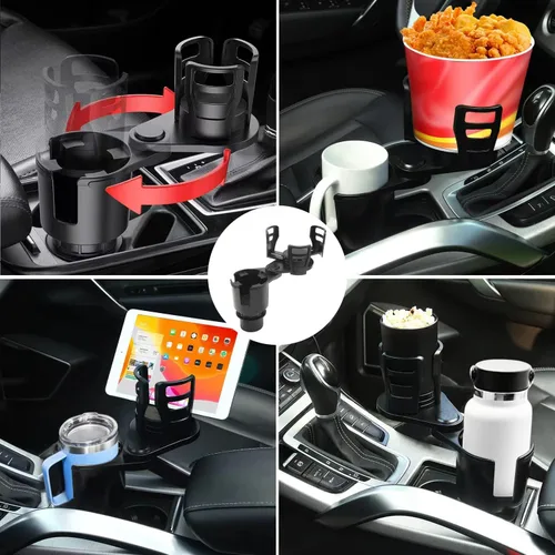 Vista 2 de Expansor de Portavasos para Automóvil 2 en 1 Extensor Adaptador de Portavasos Multifuncional para Automóvil con Base Ajustable Compatible con Hydro
