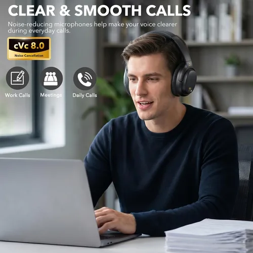 Vista 8 de 1Mii - Auriculares con cancelación de ruido con cable e inalámbricos para Negro
