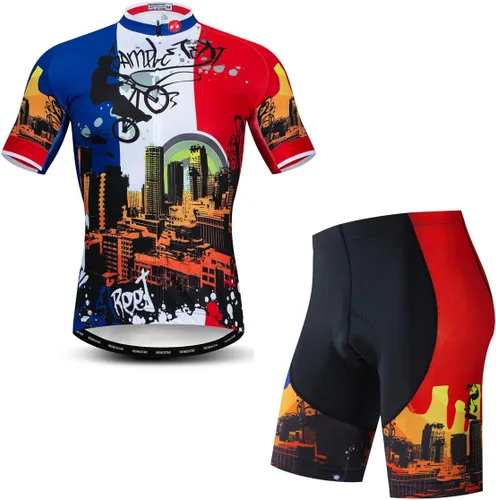Vista 43 de Camisetas de ciclismo para hombre, camiseta de ciclismo de montaña, manga corta, transpirable, camisetas de ciclismo de secado rápido