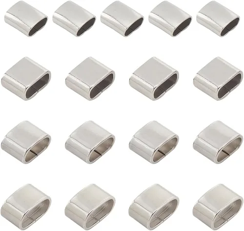 Vista 7 de PH PandaHall Dijes deslizantes de acero inoxidable con conector rápido de cuerda, clips de cuerda de cuero, deslizador de agujero grande, cuentas