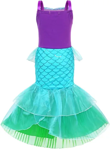 Vista 2 de AmzBarley Little Girls Mermaid Costume Dress Up Halloween Fancy Party Cosplay Princess Mermaid Outfit Dress