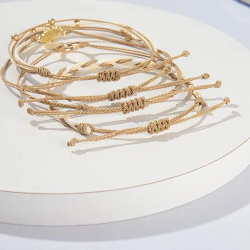 Vista 4 de Pulsera de cuerda trenzada hecha a mano con diseño de girasol para adolescentes y mujeres
