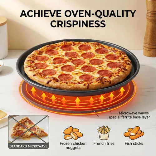 Vista 2 de MACONEE Bandeja universal para microondas de 10 pulgadas, bandeja para dorar, plato crujiente, para recalentar pizza congelada, pepitas de pollo