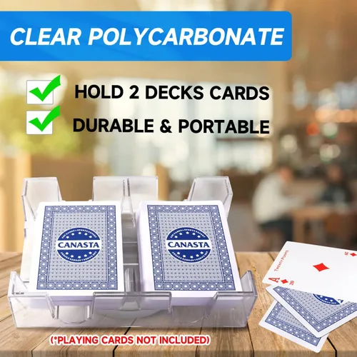 Vista 2 de GSE Games & Sports Expert Bandeja Giratoria para Cartas Canasta de 2 Mazos, Portacartas Giratorio de Doble Mazo 360°, Soportes Giratorios de Cartas