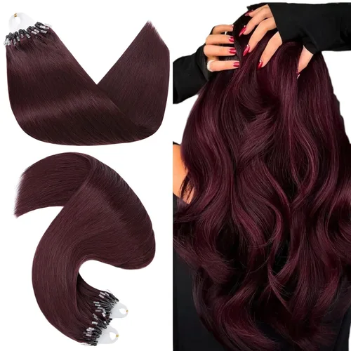 Vista 20 de Hairro Micro Loop - Extensiones de cabello humano microenlaces de microperlas de cabello Remy para mujer, reflejos degradados, fusión fría, micro