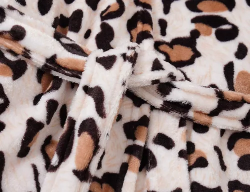 Vista 4 de Bata de baño con capucha de leopardo para niñas, de forro polar, para niños y adolescentes, talla 4T - 18