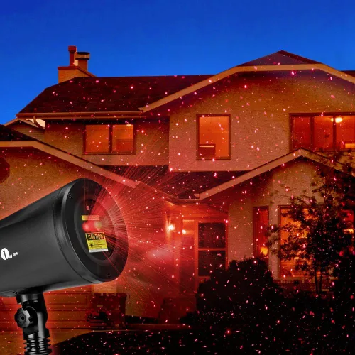 Vista 6 de 1byone mágico interior y exterior Navidad Patrones de luz láser, luces brillantes con patrones en verde y rojo de árbol de Navidad