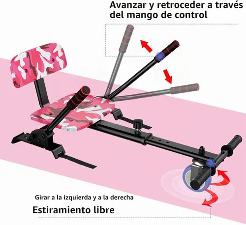 Vista 4 de LIEAGLE Self-Balancing Scooter with Seat Attachment Adjustable Frame All-Terrain Go Kart with LED Lights, Bluetooth Speaker, 7.75 MPH Max Speed