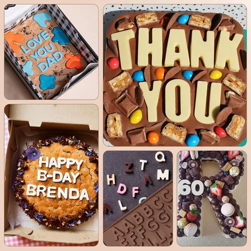 Vista 7 de Moldes de silicona para letras y números de chocolate con símbolos de decoración de pasteles de feliz cumpleaños, 2