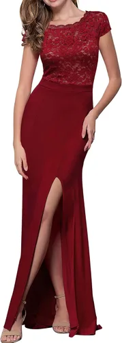Vista 2 de REPHYLLIS Vestido largo formal retro de encaje floral vintage para mujer