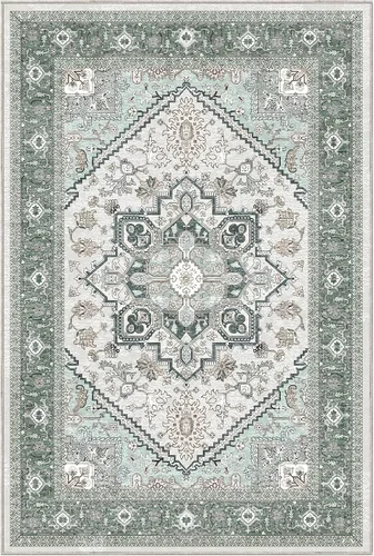 Vista 180 de OPPODREAM Alfombras suaves, pequeñas y lavables con parte trasera antideslizante, alfombra de cachemira sintética de pelo bajo, 2 x 3 pies, azul