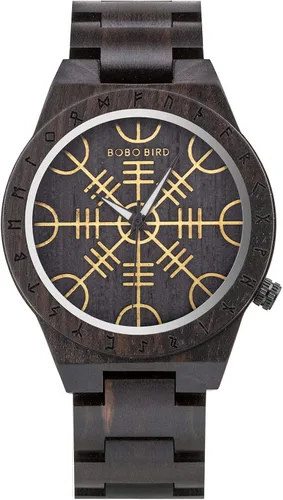 Vista 9 de BOBO BIRD Relojes de madera con grabado único para hombre, correa de madera de lujo con caja de madera de bambú