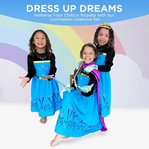 Vista 4 de Disfraz de coronación para niñas (5 años, azul-morado)