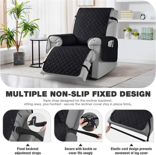 Vista 5 de TAOCOCO - Funda antideslizante para silla reclinable, funda para sofá, funda para silla reclinable pequeña con correas elásticas, protector